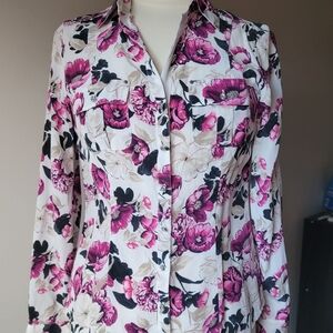 White House Black Market Silk Floral Blouse